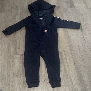 Carhartt Zip Up Jumpsuit Romper Sleeper Blue Sz 12 MO